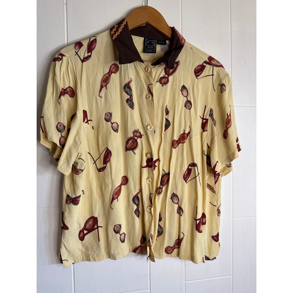 Daniel K Vintage sunglass button up blouse large